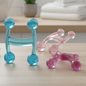 Lot of 3 Multi Color Plastic Hand Held Massager Back Neck Full Body Spa Therapy